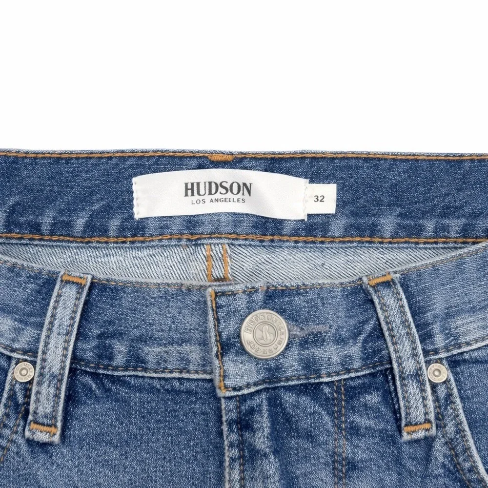 Hudson Los Angeles Blake Slim Straight Reconstructed Denim Shorts Blue SZ:32